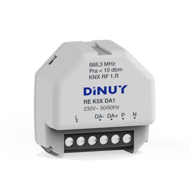 1-channel KNX RF S-Mode wireless Dimming actuator for DALI Drivers or Ballasts, with LED or Fluorescence lighting.