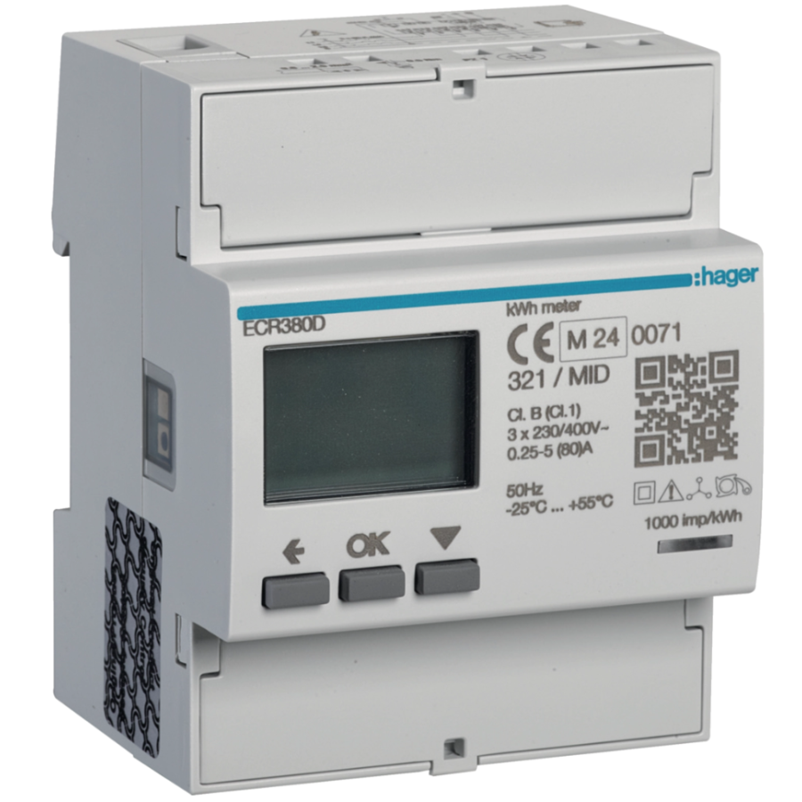 Compteur triphasé direct 80A 4M Modbus MID