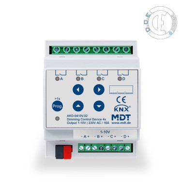 Dimming Actuator 4-fold, 4TE MRDC 0-10v