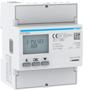 Compteur triphasé direct 80A 4M S0 MID