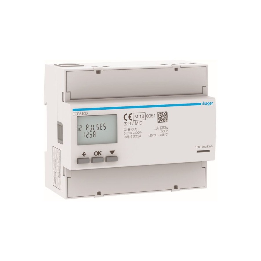 Compteur triphasé direct 125A 6M